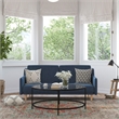 Pemberly Row Split Back Futon Sofa with Curved Arms and Solid Wood Legs in Navy