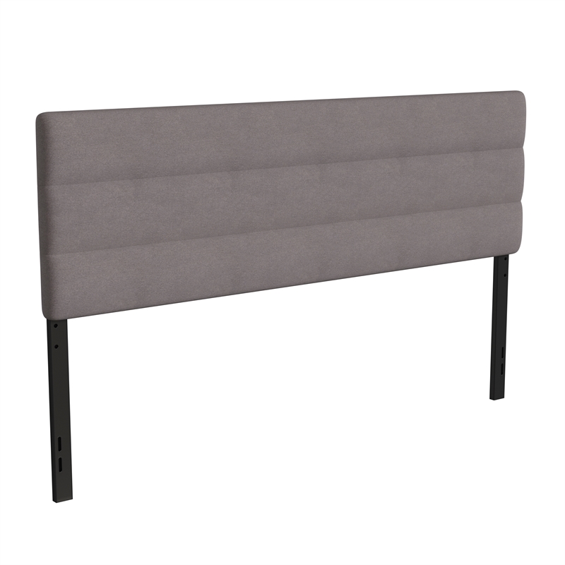 Pemberly Row Universal Fit Tufted Upholstered King Headboard in Gray