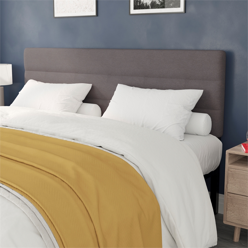 Pemberly Row Universal Fit Tufted Upholstered King Headboard in Gray