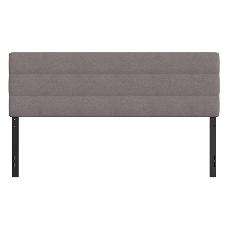 Pemberly Row Universal Fit Tufted Upholstered King Headboard in Gray