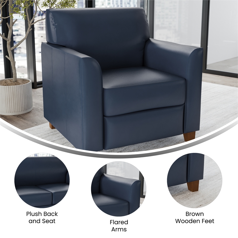 Pemberly Row LeatherSoft Chair with Clean Line Stitched Frame in Navy