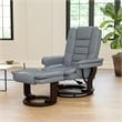 Pemberly Row Multi-Position Recliner and Ottoman with Swivel Mahogany Wood Base
