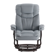 Pemberly Row Multi-Position Recliner & Curved Ottoman with Mahogany Base in Gray