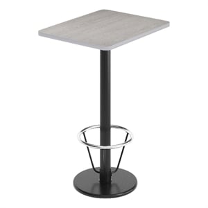 Pemberly Row 24&quotx30&quot Gray Dining Table Top with Black Bar Height Base & Footring