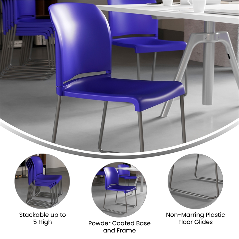 Pemberly Row 880 lb Capacity Full Back Contoured Stack Chair with Sled Base