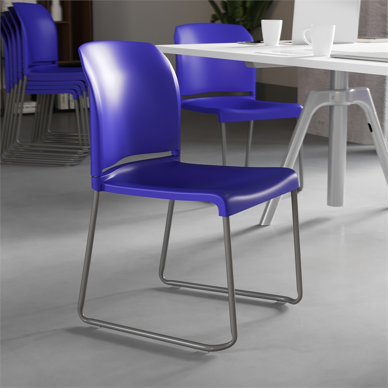 Pemberly Row 880 lb Capacity Full Back Contoured Stack Chair with Sled Base