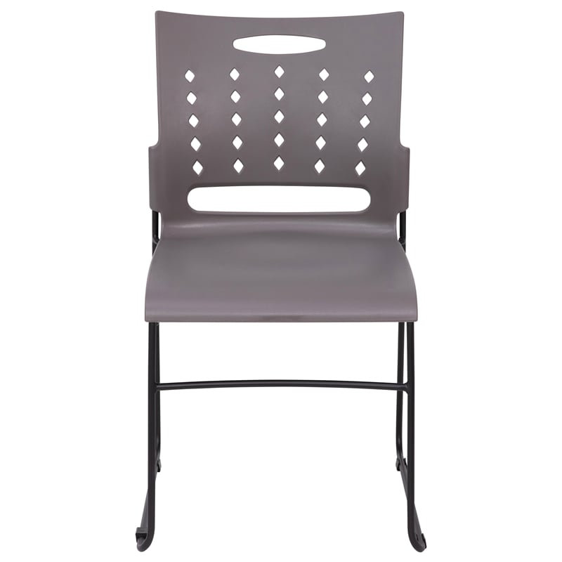 Pemberly Row 881 lb. Capacity Sled Base Stack Chair with Carry Handle in Gray