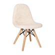 Pemberly Row Kids Armless Faux Shearling Chair with Beechwood Legs in Off White