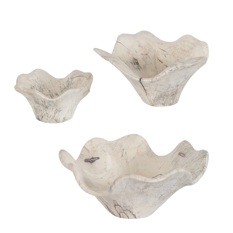 Pemberly Row Bleached Tamarind Wood Wall Decor in Brown (Set of 3)