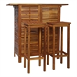 Pemberly Row 3 Piece Solid Acacia Wood Small Bar Set in Brown