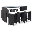 Pemberly Row 7 Piece Poly Rattan Bar Set in Black/White/Cream