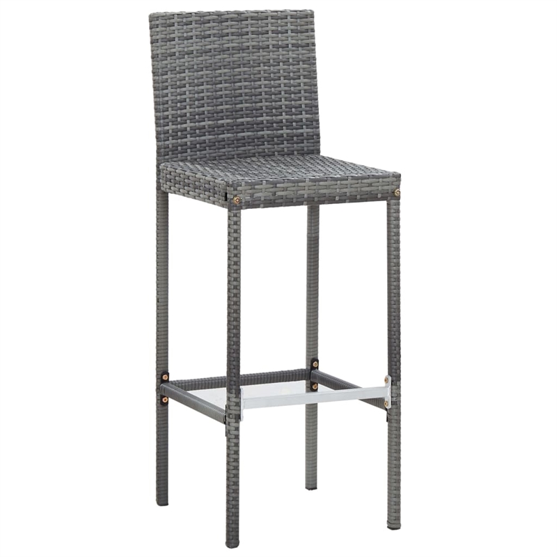 Pemberly Row 7 Piece Solid Acacia Wood Bar Set in Gray/Anthracite