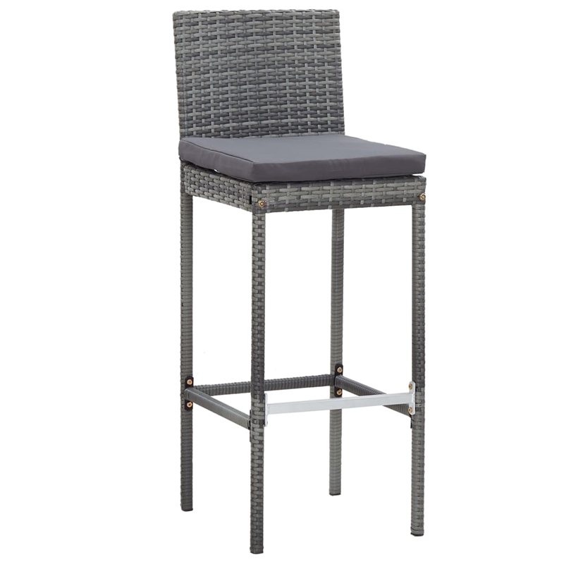 Pemberly Row 7 Piece Solid Acacia Wood Bar Set in Gray/Anthracite