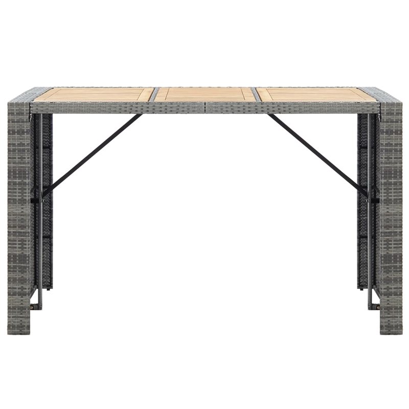 Pemberly Row 7 Piece Solid Acacia Wood Bar Set in Gray/Anthracite