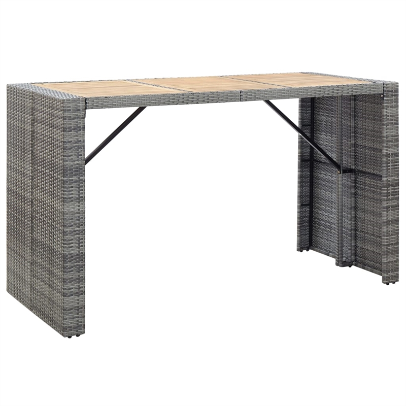 Pemberly Row 7 Piece Solid Acacia Wood Bar Set in Gray/Anthracite