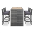 Pemberly Row 7 Piece Solid Acacia Wood Bar Set in Gray/Anthracite