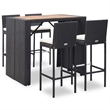 Pemberly Row 5 Piece Solid Acacia Wood Small Bar Set in Black/Cream