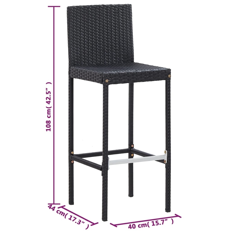 Pemberly Row 5 Piece Solid Acacia Wood Small Bar Set in Black/Cream