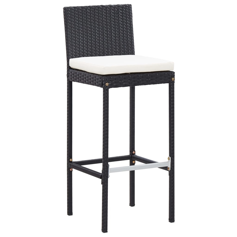 Pemberly Row 5 Piece Solid Acacia Wood Small Bar Set in Black/Cream