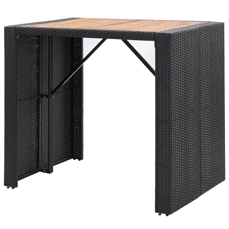 Pemberly Row 5 Piece Solid Acacia Wood Small Bar Set in Black/Cream