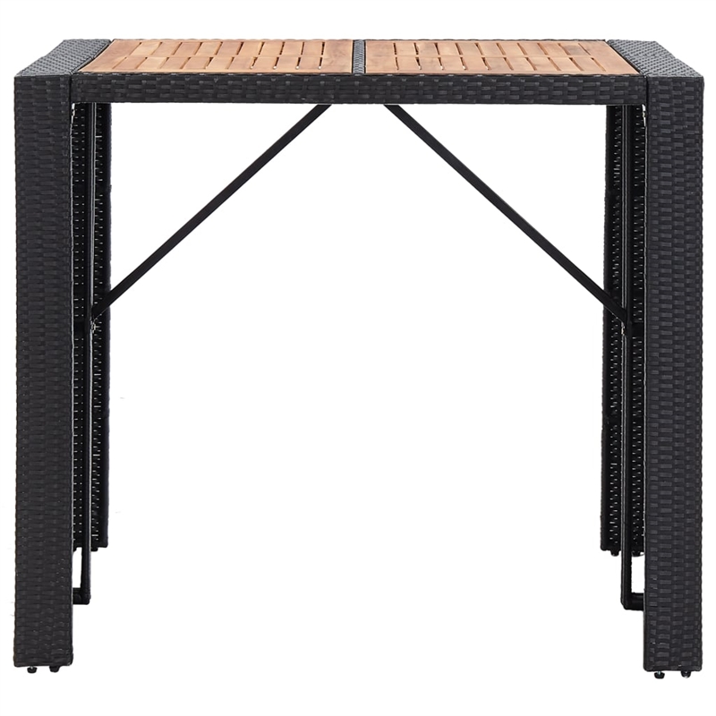 Pemberly Row 5 Piece Solid Acacia Wood Small Bar Set in Black/Cream