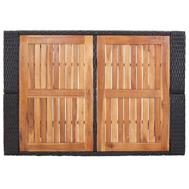 Pemberly Row 5 Piece Solid Acacia Wood Small Bar Set in Black/Cream