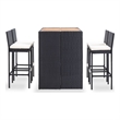 Pemberly Row 5 Piece Solid Acacia Wood Small Bar Set in Black/Cream