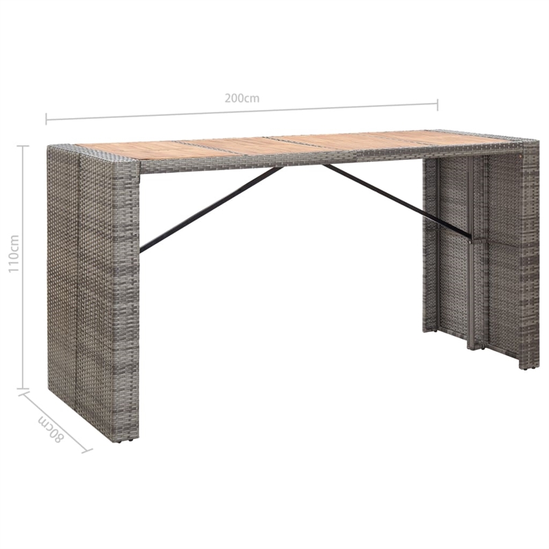 Pemberly Row 9 Piece Outdoor Patio Bar Set in Gray/Anthracite