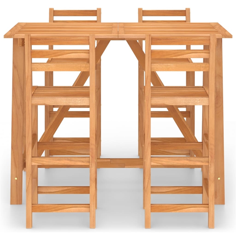 Pemberly Row 5 Piece Solid Acacia Wood Medium Bar Set in Natural