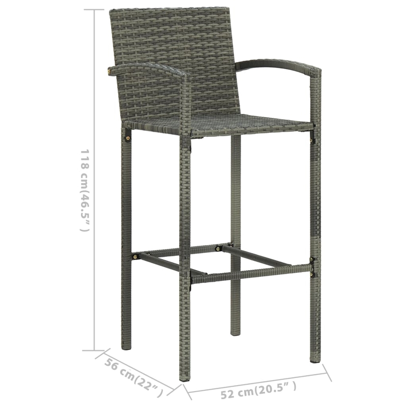 Pemberly Row 3 Piece Solid Acacia Wood Small Bar Set in Gray/Natural