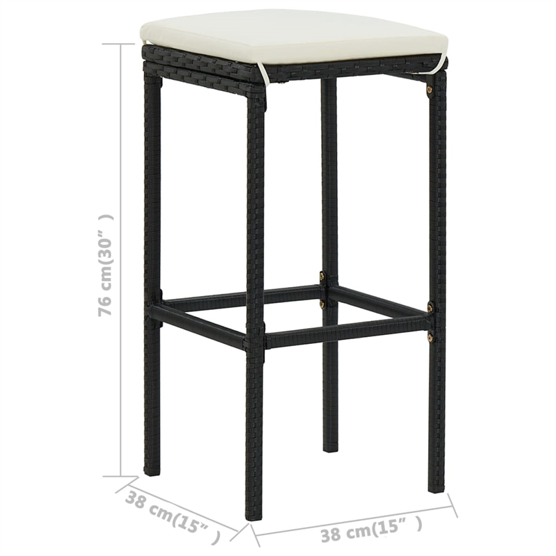 Pemberly Row 5 Piece Steel Outdoor Standard Patio Bar Set in Black
