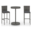 Pemberly Row 3 Piece Steel Small Outdoor Patio Bar Set in Gray