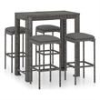 Pemberly Row 5 Piece Poly Rattan Outdoor Patio Bar Set in Gray