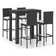 Pemberly Row 5 Piece Steel Outdoor Standard Patio Bar Set in Black