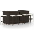 Pemberly Row 8 Piece Poly Rattan Outdoor Patio Bar Set in Brown/Cream