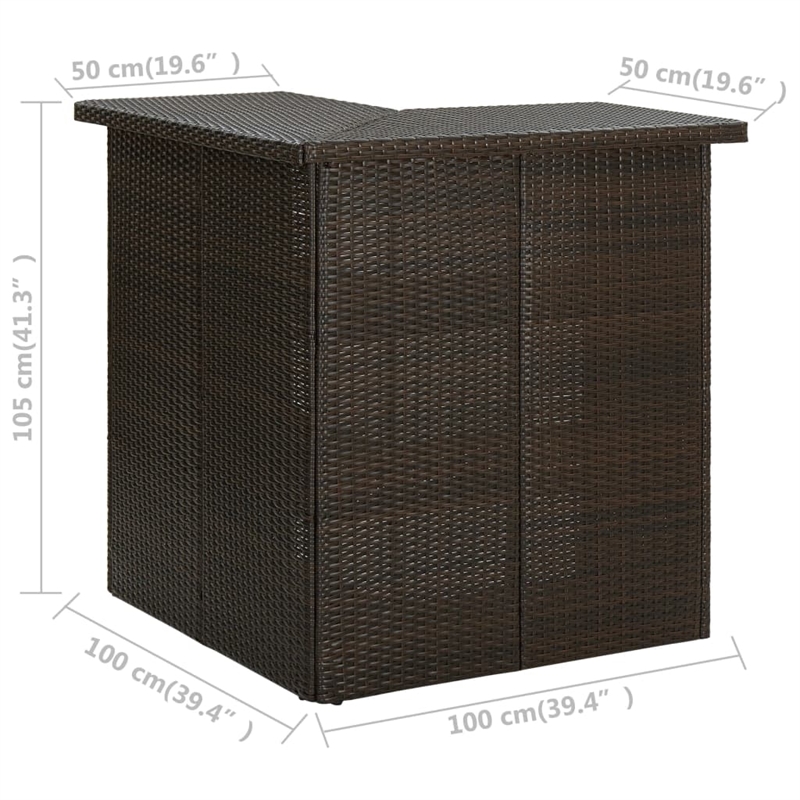 Pemberly Row 8 Piece Poly Rattan Outdoor Patio Bar Set in Brown/Cream
