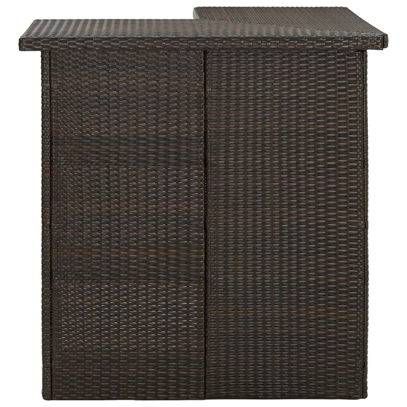 Pemberly Row 8 Piece Poly Rattan Outdoor Patio Bar Set in Brown/Cream