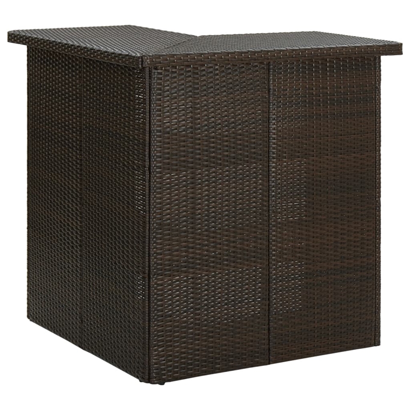Pemberly Row 8 Piece Poly Rattan Outdoor Patio Bar Set in Brown/Cream