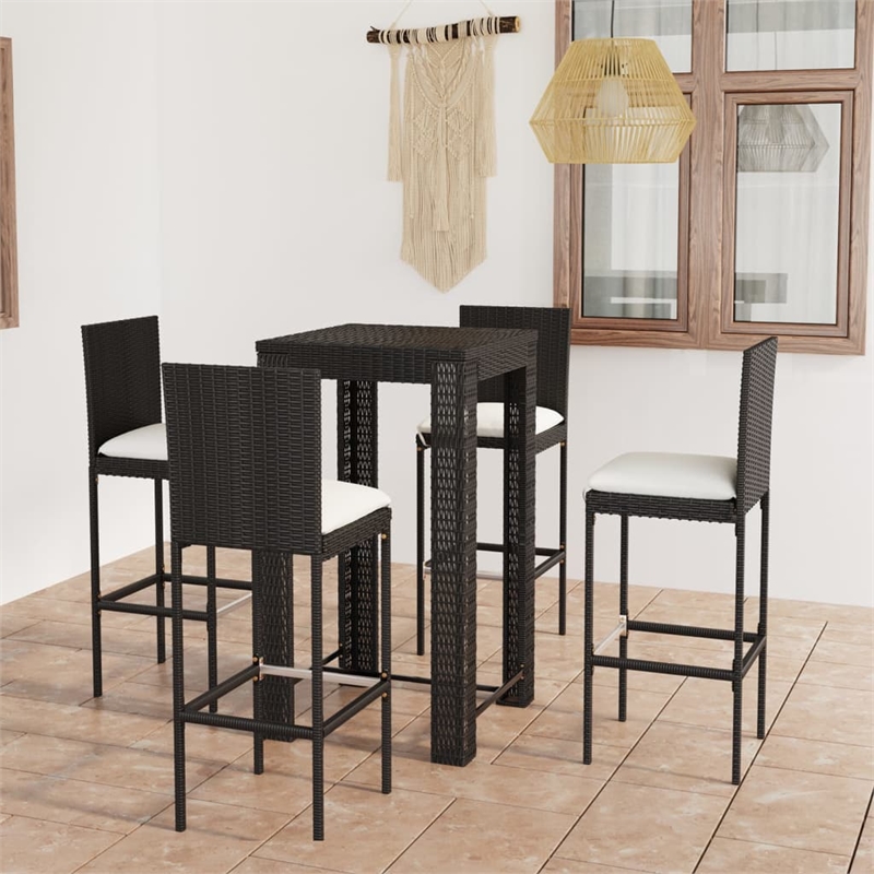 Pemberly Row 7 Piece Steel Outdoor Bar Set in Black/White/Cream