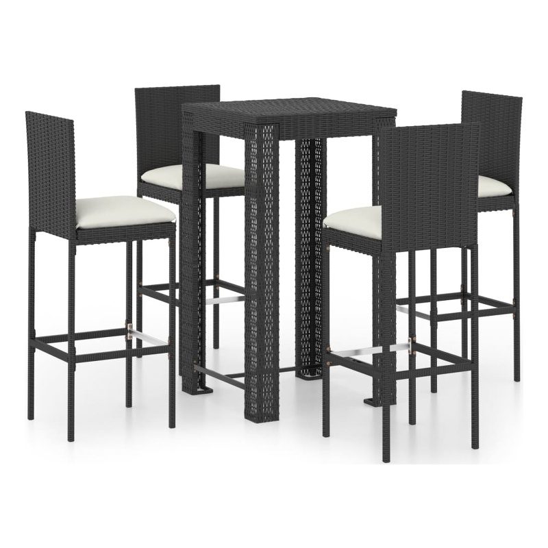 Pemberly Row 7 Piece Steel Outdoor Bar Set in Black/White/Cream