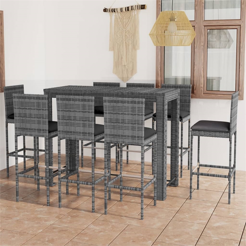 Pemberly Row 3 Piece Steel Medium Outdoor Patio Bar Set in Gray