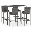 Pemberly Row 5 Piece Steel Large Outdoor Patio Bar Set in Gray