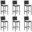 Pemberly Row 7 Piece Poly Rattan Bar Set in Black/White/Cream