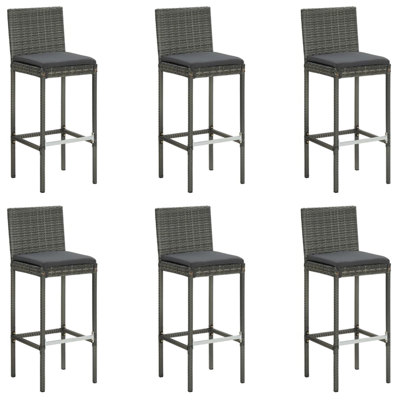 Pemberly Row 7 Piece Poly Rattan Outdoor Patio Bar Set in Gray/Anthracite