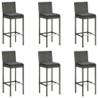 Pemberly Row 7 Piece Poly Rattan Outdoor Patio Bar Set in Gray/Anthracite