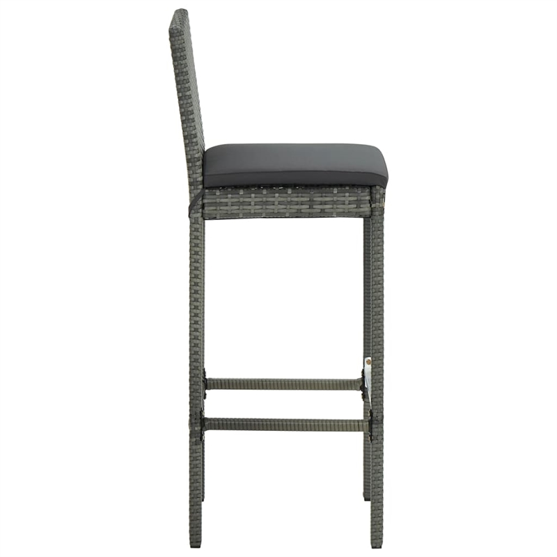Pemberly Row 7 Piece Poly Rattan Outdoor Patio Bar Set in Gray/Anthracite