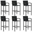 Pemberly Row 7 Piece Steel Outdoor Patio Bar Set with Cushions in Black