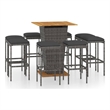 Pemberly Row 9 Piece Poly Rattan Outdoor Patio Bar Set in Gray/Anthracite