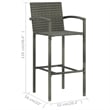 Pemberly Row 5 Piece Solid Acacia Wood Outdoor Patio Bar Set in Gray