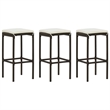 Pemberly Row Steel Outdoor Patio Bar Set with Cushions in Brown